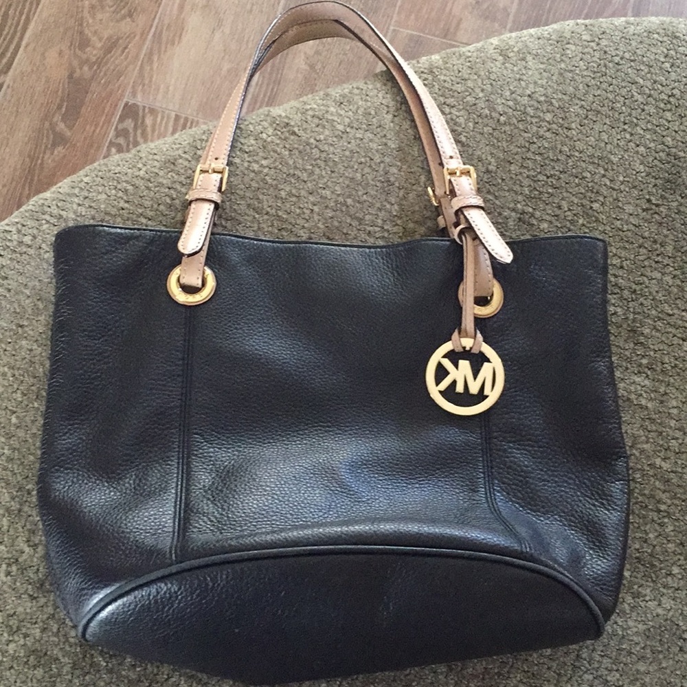 Black leather MK bag